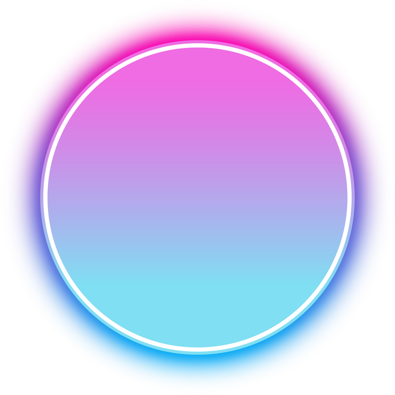 Neon glowing circle in blue and purple light